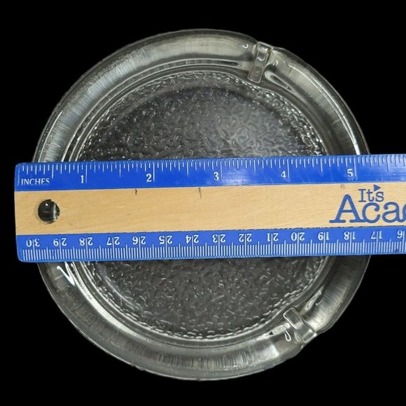 Vintage Pebble Textured Bottom Glass Ashtray Three Slots Trinket 5.5" Diameter - Picture 10 of 10